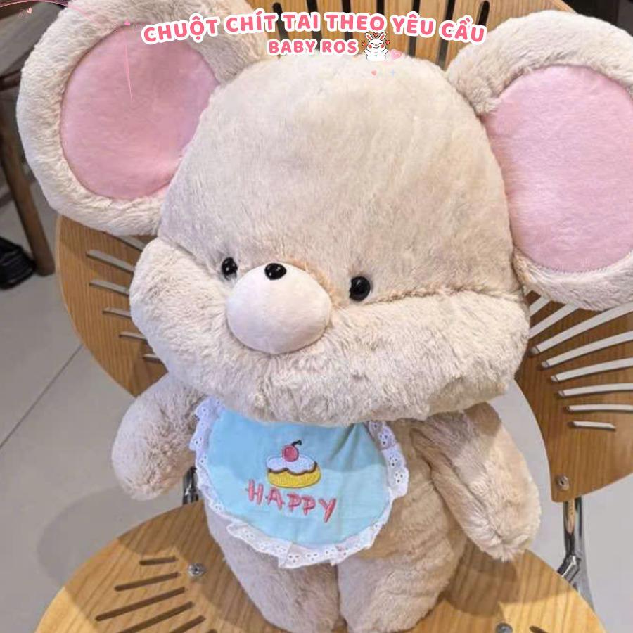 Gấu bông chuột chít đeo yếm. Thú bông chú chuột con đeo yếm làm quà tặng đáng yêu BaBy Ros