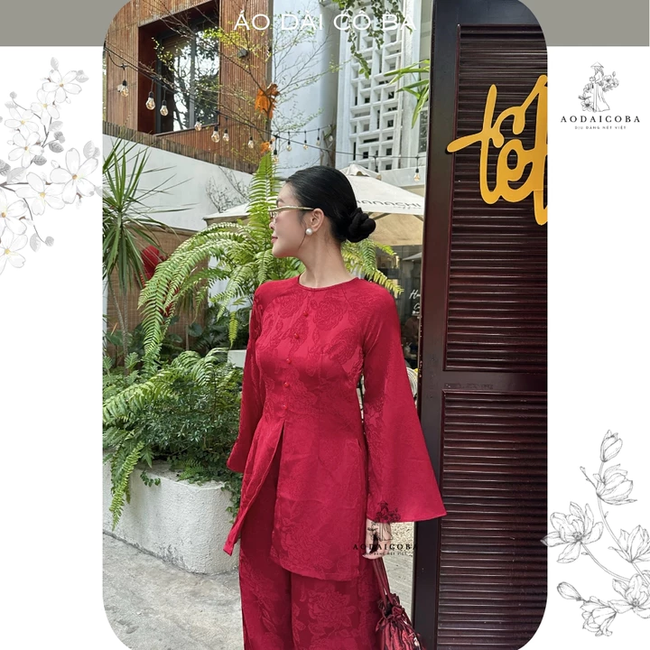 Pháp phục,đồ bộ,áo lam TIỂU VŨ gấm lụa form ôm chiết eo dáng bà ba, sang trọng đi lễ chùa, đi chơi - Áo dài Cô Ba