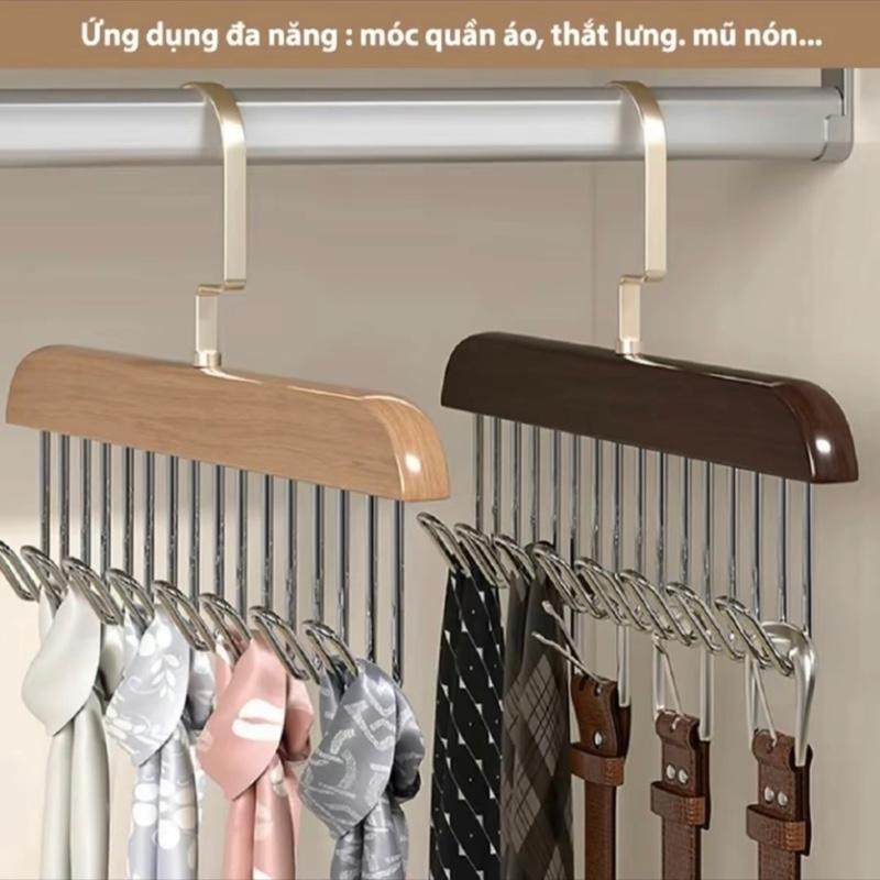 Móc Gỗ Treo Đồ Đa Năng, móc gỗ treo đồ trống trơn trượt tiết kiệm không gian Treo Tường, Móc Treo Quần Áo