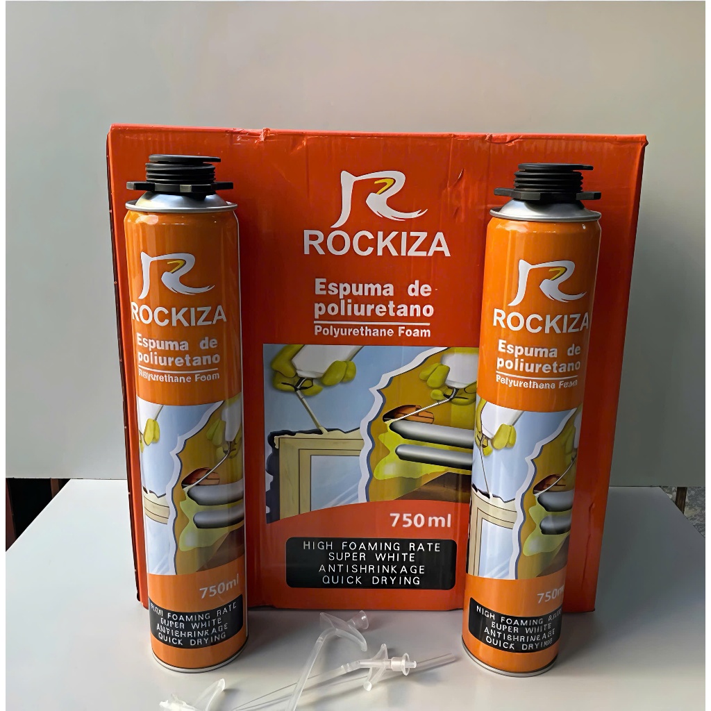 (3 chai+ Tặng vòi xịt) Keo Bọt Nở ROCKIZA 750ml- Tạo Bọt Cao, Nhanh Khô- Chống Thấm, Cách Nhiệt FREESHI