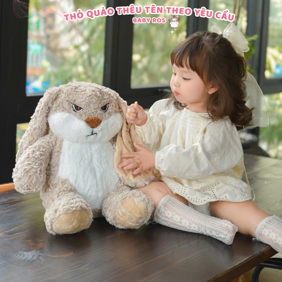 Gấu Bông Thỏ Quạo Thêu Tai Theo Yêu Cầu - Quà tặng trẻ em, sinh nhật, người yêu - Gấu Bông Baby Ros