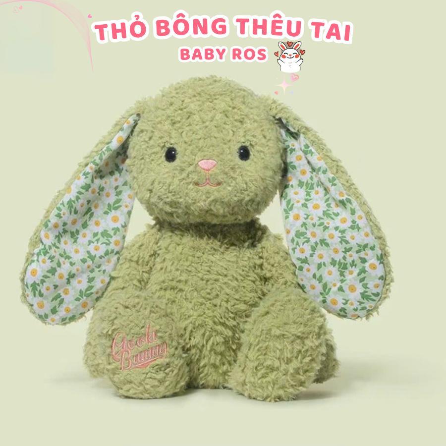 Gấu Bông Thỏ Lông Xù Thêu Tai Theo Yêu Cầu - Quà tặng trẻ em, sinh nhật, người yêu - Gấu Bông Xinh Baby Ros