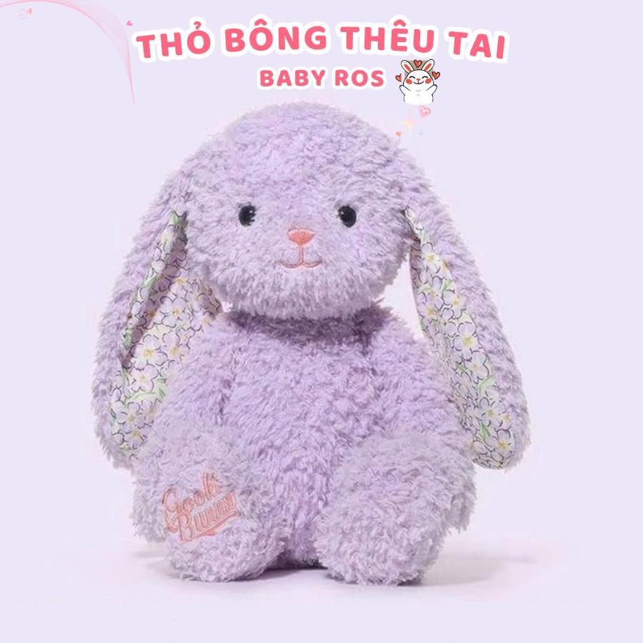 Gấu Bông Thỏ Lông Xù Thêu Tai Theo Yêu Cầu - Quà tặng trẻ em, sinh nhật, người yêu - Gấu Bông Xinh Baby Ros