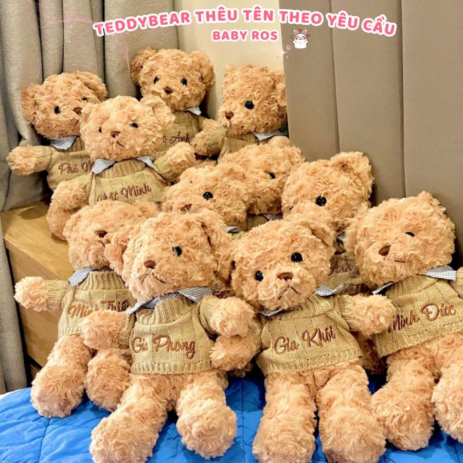 [Hỏa Tốc] Gấu Bông Teddy Lông Xoăn Thêu Tên Theo Yêu Cầu Cho Bé Và Người Thương, Món Quà Đầy Ý Nghĩa