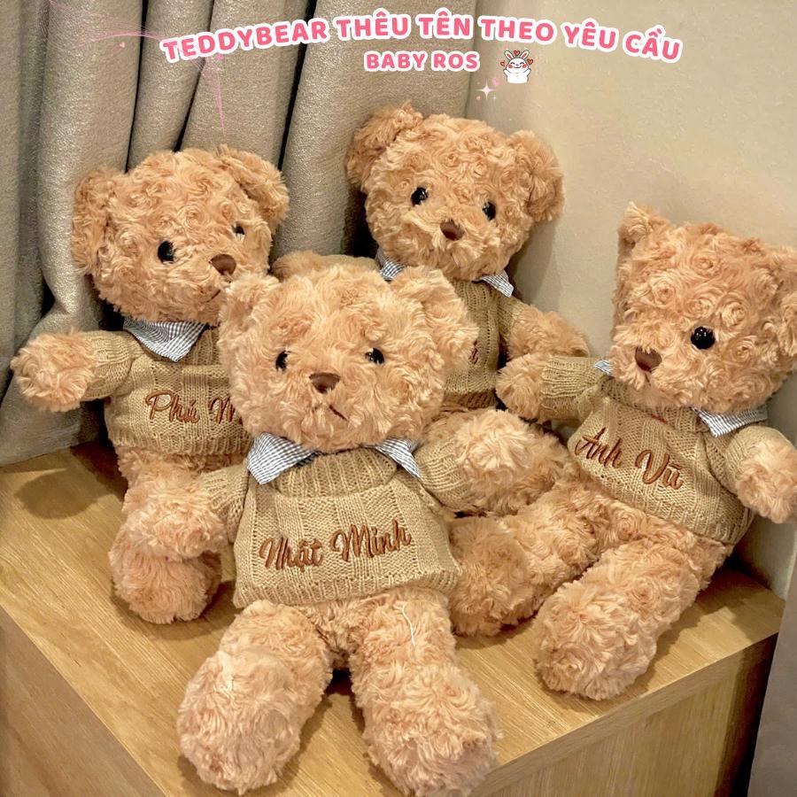[Hỏa Tốc] Gấu Bông Teddy Lông Xoăn Thêu Tên Theo Yêu Cầu Cho Bé Và Người Thương, Món Quà Đầy Ý Nghĩa