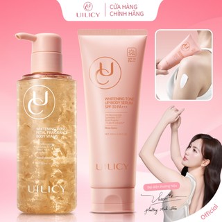 ‌UILICY Combo: Sữa tắm cánh hoa trắng da dịu nhẹ & Serum dưỡng thể chống nắng SPF 30 PA+++ , làm sáng da tức thì.