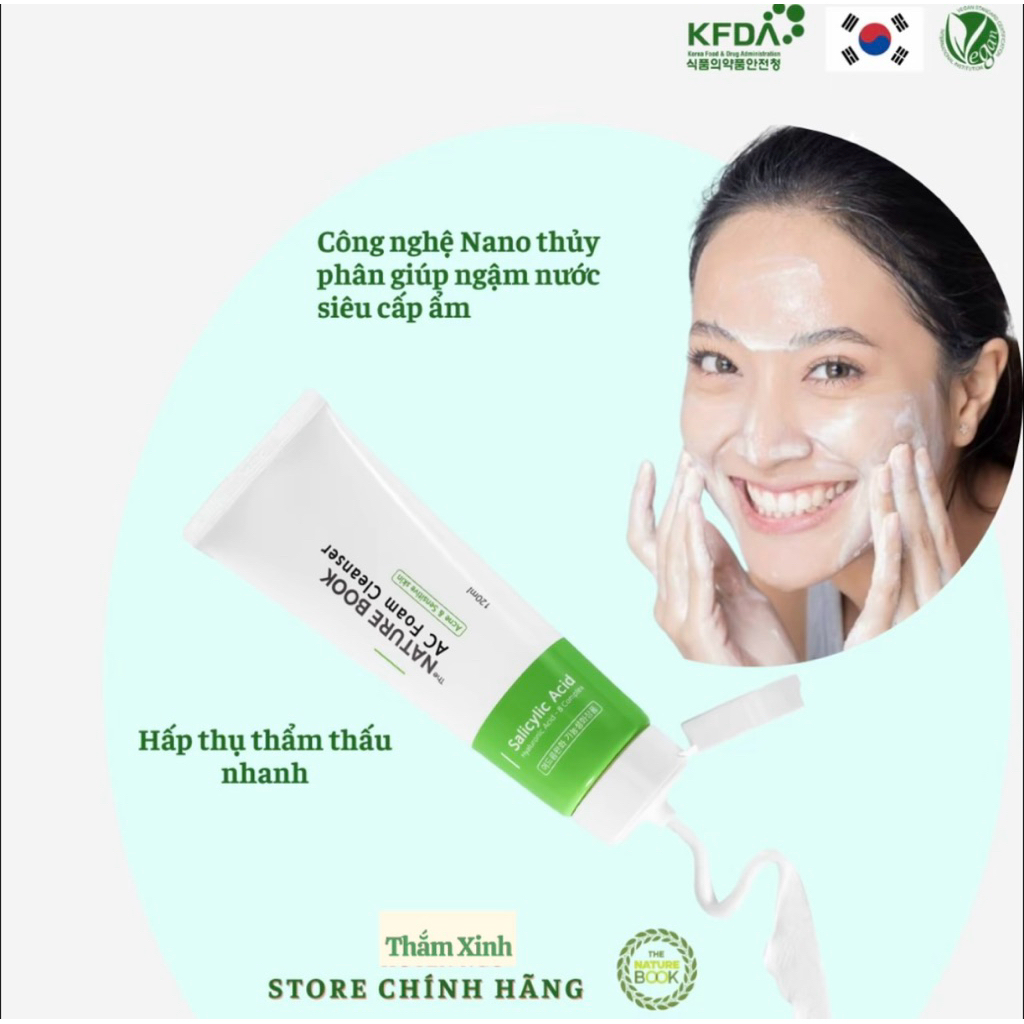 Sữa Rửa Mặt Ngừa Mụn Naturebook Chăm Sóc Da Dưỡng Da Skincare Nữ Hàn Quốc 120ML