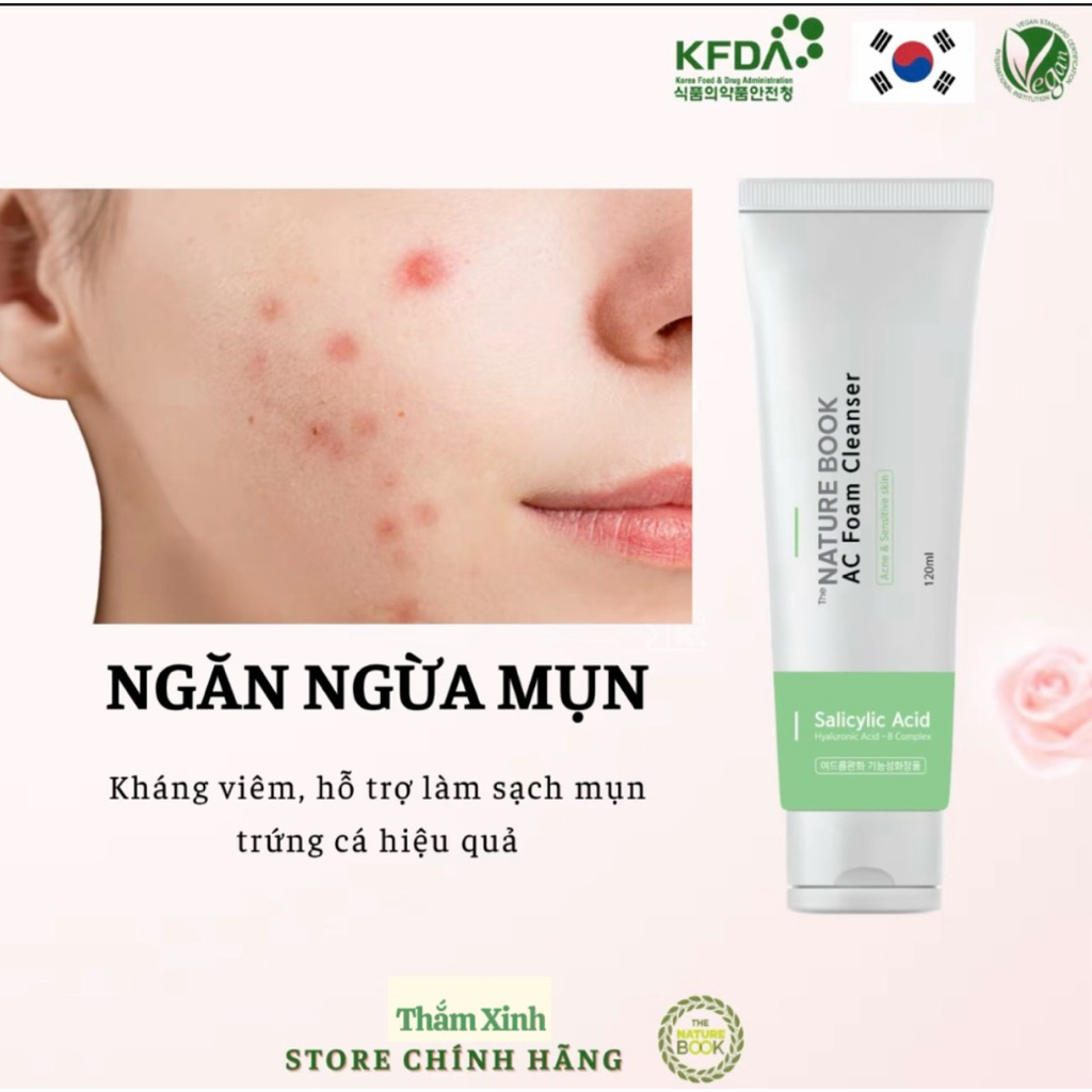 Sữa Rửa Mặt Ngừa Mụn Naturebook Chăm Sóc Da Dưỡng Da Skincare Nữ Hàn Quốc 120ML