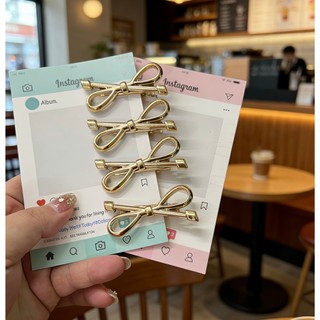 Kẹp tóc nơ vàng và bạc, phụ kiện tóc tinh tế hình mỏ vịt cho tóc mái, kẹp tóc cao cấp cho tóc đuôi ngựa.