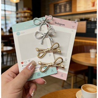 Kẹp tóc nơ vàng và bạc, phụ kiện tóc tinh tế hình mỏ vịt cho tóc mái, kẹp tóc cao cấp cho tóc đuôi ngựa.