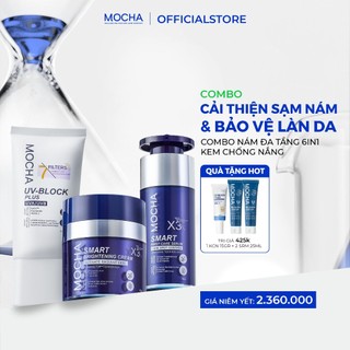 Combo Chăm Da Nám & Kem Chống Nắng Mocha 7 Màng Lọc Bảo Vệ Da, Dưỡng Da Sáng Khỏe