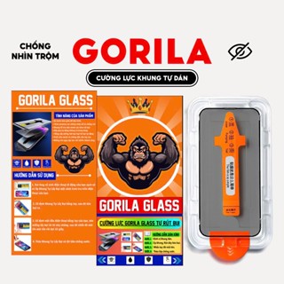 Kính Cường Lực GORILA GLASS Chống Nhìn Trộm Dán Tự Hút Bụi Full Màn Cho iPhone X/XS/XR/11/12/13/14/15/16/17/Pro/Max/Air