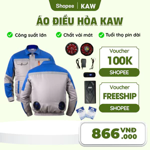 Áo Điều Hòa Quạt Gió KAW Kèm Pin Quạt, Đầy Đủ Phụ Kiện, Quạt Mát Không Chổi Than, Tuổi Thọ Pin Lâu