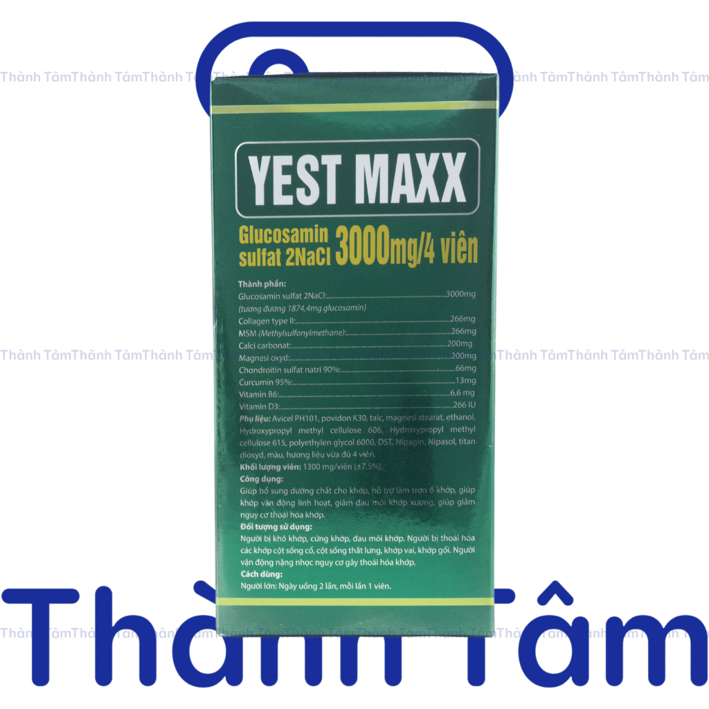 ( Xanh Lá ) Viên uống YEST MAXX bổ sung glucosamine, hỗ trợ xương khớp - Hộp 60 viên