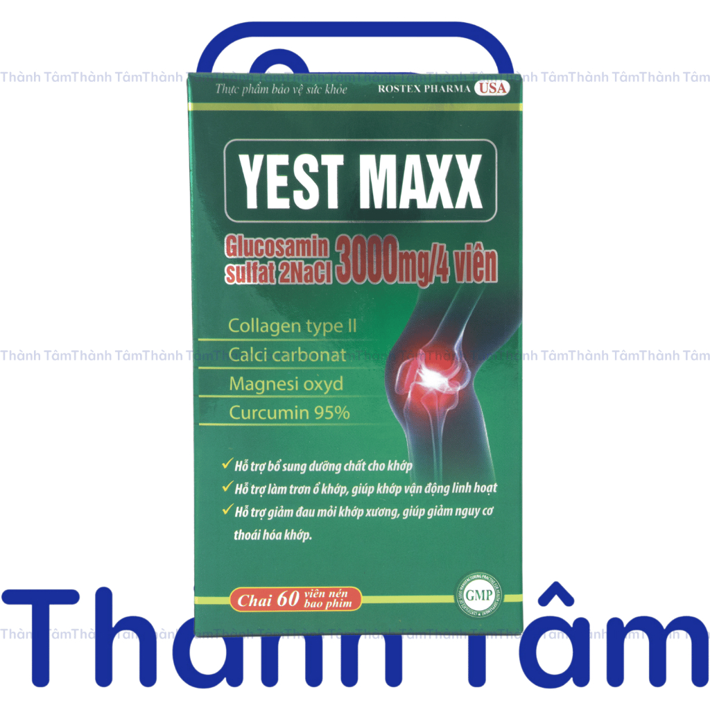 ( Xanh Lá ) Viên uống YEST MAXX bổ sung glucosamine, hỗ trợ xương khớp - Hộp 60 viên