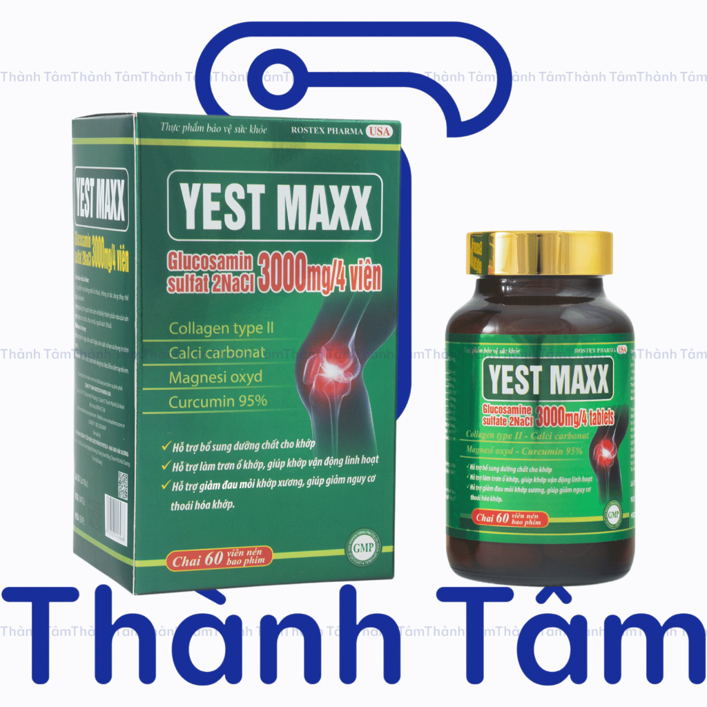 ( Xanh Lá ) Viên uống YEST MAXX bổ sung glucosamine, hỗ trợ xương khớp - Hộp 60 viên