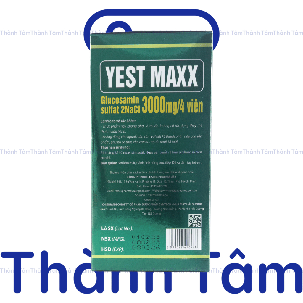 ( Xanh Lá ) Viên uống YEST MAXX bổ sung glucosamine, hỗ trợ xương khớp - Hộp 60 viên
