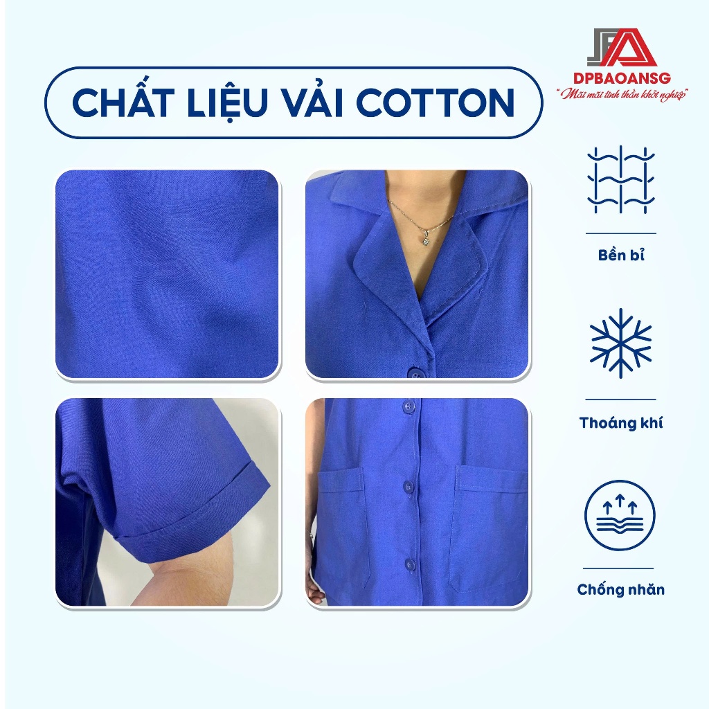 Bộ Quần Áo Nhân Viên Tạp Vụ Vải Cotton Cao Cấp Làm Việc Tại Các Nhà Máy,Công Xưởng