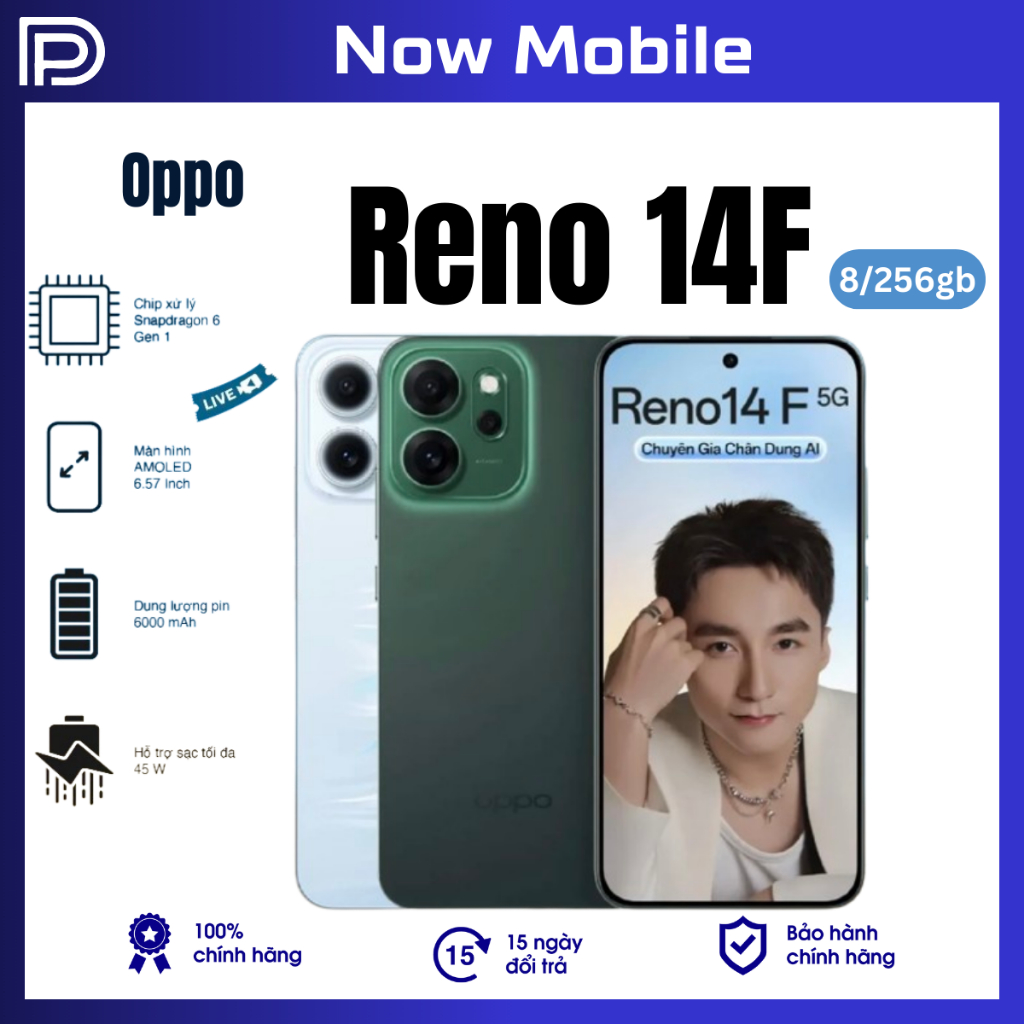 Điện Thoại Oppo Reno 14F 5G 8/256GB - Chính Hãng | Shopee Việt Nam