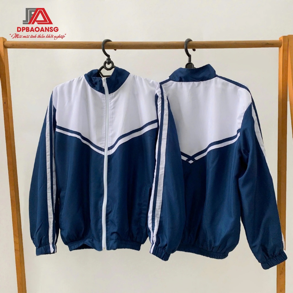 Áo Khoác Đồng Phục Học Sinh Xanh Đen Phối Trắng 2 Lớp Chống Gió Chống Nước Nhẹ - Phù Hợp Cấp 1, 2, 3