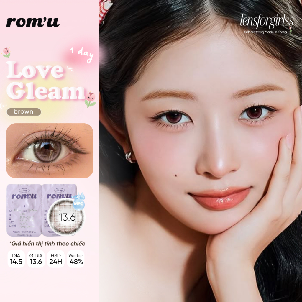 Lens 1 ngày | Kính áp tròng ROM'U LOVE GLEAM BROWN chính hãng OOHA ...