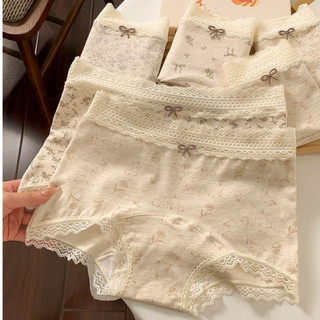 Quần Lót Nữ Cotton Dạng Đùi Hoạ Tiết Nhí Bắt Mắt Nơ Xinh, Quần Chip Boxer Viền Ren Mềm Thoáng King Shop L-5272