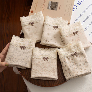 Quần Lót Nữ Cotton Dạng Đùi Hoạ Tiết Nhí Bắt Mắt Nơ Xinh, Quần Chip Boxer Viền Ren Mềm Thoáng King Shop L-5272