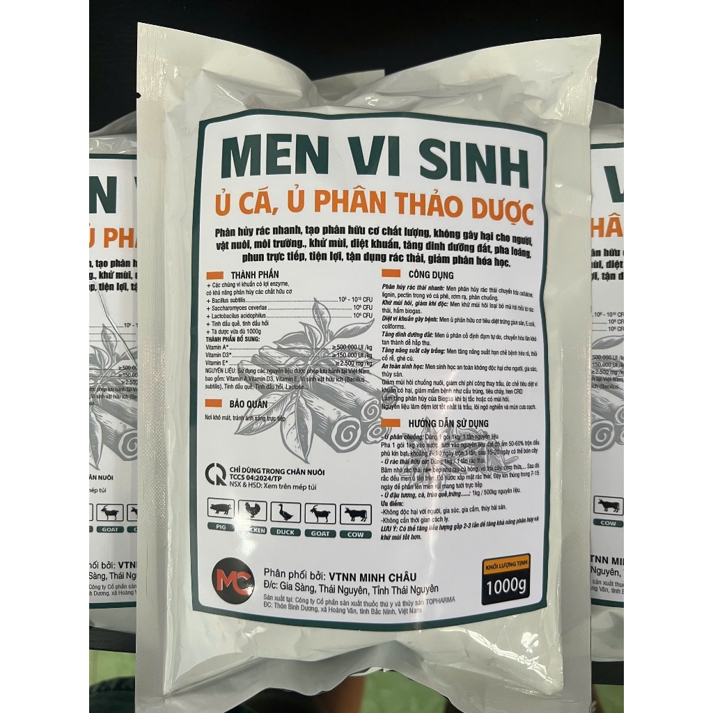 [Freeship Xtra] CHÍNH HÃNG NHÀ MÁY - Gói 1kg Men Vi Sinh Ủ Đạm Cá, Ủ Phân Thảo Dược