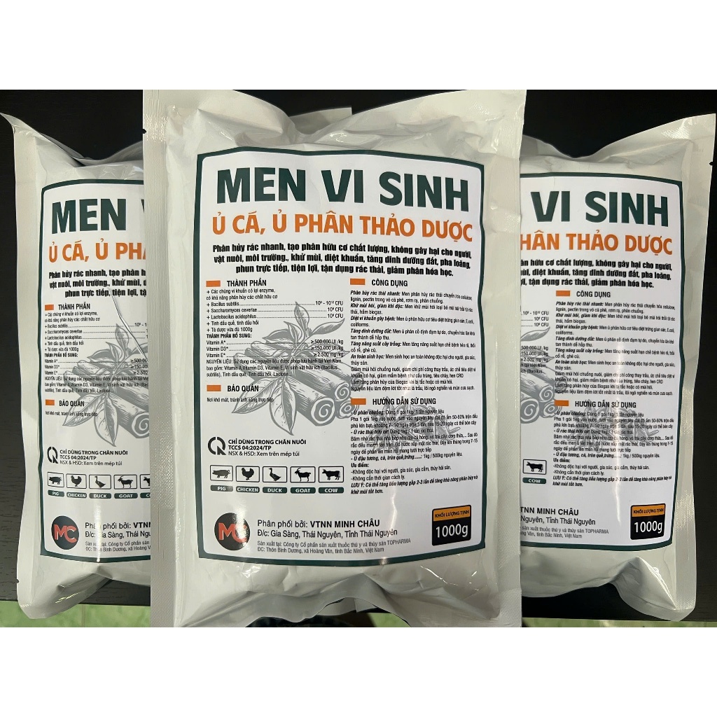 [Freeship Xtra] CHÍNH HÃNG NHÀ MÁY - Gói 1kg Men Vi Sinh Ủ Đạm Cá, Ủ Phân Thảo Dược