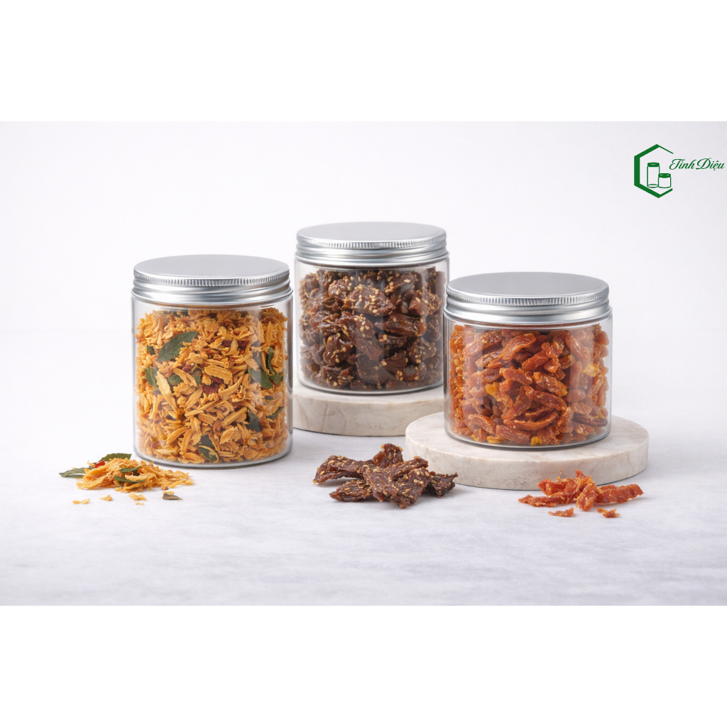 Combo 25 Hũ Nhựa 300ml-1050ml Nắp Vặn Kèm Seal – Hũ Đựng Thực Phẩm Khô  Trong Suốt  Phi 85