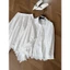 Set áo sơ mi viền ren + chân váy trắng tua rua 51828 TCHOOSE