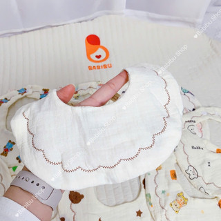 Yếm cổ tròn cotton xoay 360 độ, yếm tròn xô muslin dày dặn, giữ ấm, thấm hút tốt, mềm mại và an toàn cho bé