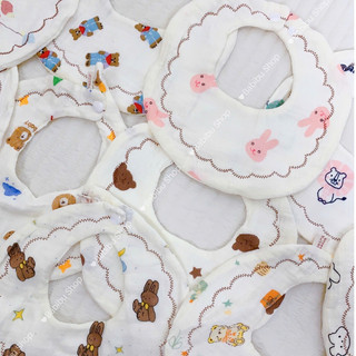 Yếm cổ tròn cotton xoay 360 độ, yếm tròn xô muslin dày dặn, giữ ấm, thấm hút tốt, mềm mại và an toàn cho bé