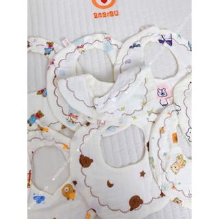 Yếm cổ tròn cotton xoay 360 độ, yếm tròn xô muslin dày dặn, giữ ấm, thấm hút tốt, mềm mại và an toàn cho bé