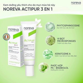 Kem bôi tri mụn Noreva Actipur 3 En 1 Intensive Anti-Imperfection Care 30ml