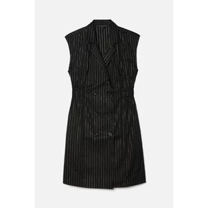 Đầm Nữ Dạng Cổ Vest Có Thun Ngang Eo Màu Đen Ninomaxx 2505026