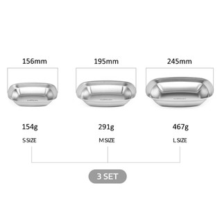 Bộ 3 Dĩa Chữ Nhật Inox Cao Cấp Cuitisan (EC11-021S3) chuẩn hãng, thiết kế gọn gàng, không ám mùi GST HCM 510173