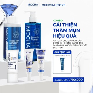 Combo Chăm Sóc Da Mụn Mocha, Hạn Chế Tái Phát Mụn Tặng 1 Sữa Rửa Mặt 25gr