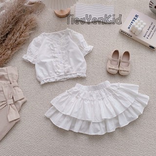 Quần áo trẻ em, Set thô hè bé gái trắng kem áo và chân váy xòe 9-26kg S2131 |Tiểu Yến KID