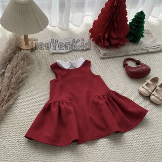 Váy đỏ bé gái phối cổ sơ mi trắng  9-26kg V726 Tiểu Yến KID