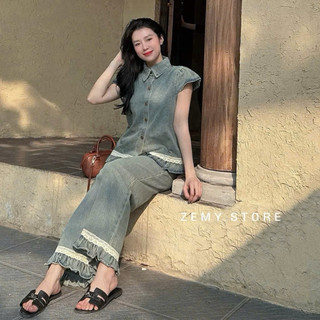 Sét đồ bộ Bò Giặt Tay Hến Viền Ren Hót cho nữ với thiết kế thời trang và chất liệu mềm mại