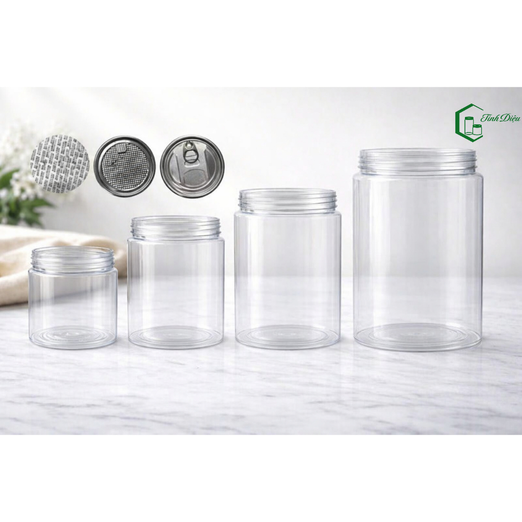 Combo 25 Hũ Nhựa 400ml–1400ml Kèm Seal Niêm Phong – Hũ Đựng Thực Phẩm Khô, Hạt, Bánh Kẹo, Trái Cây Sấy,  PET Phi 100
