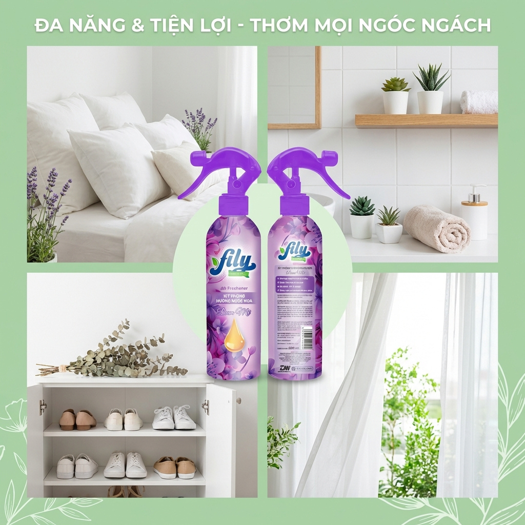 Chai Xịt Thơm Phòng Nước Hoa Fily 400ml Khử Mùi Phòng HIệu Quả Mang Đến Không Gian Sống Cao Cấp