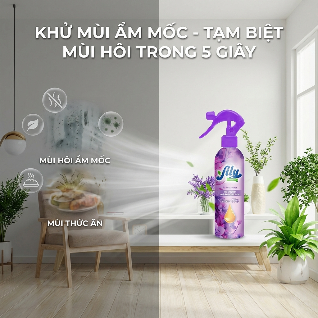 Chai Xịt Thơm Phòng Nước Hoa Fily 400ml Khử Mùi Phòng HIệu Quả Mang Đến Không Gian Sống Cao Cấp