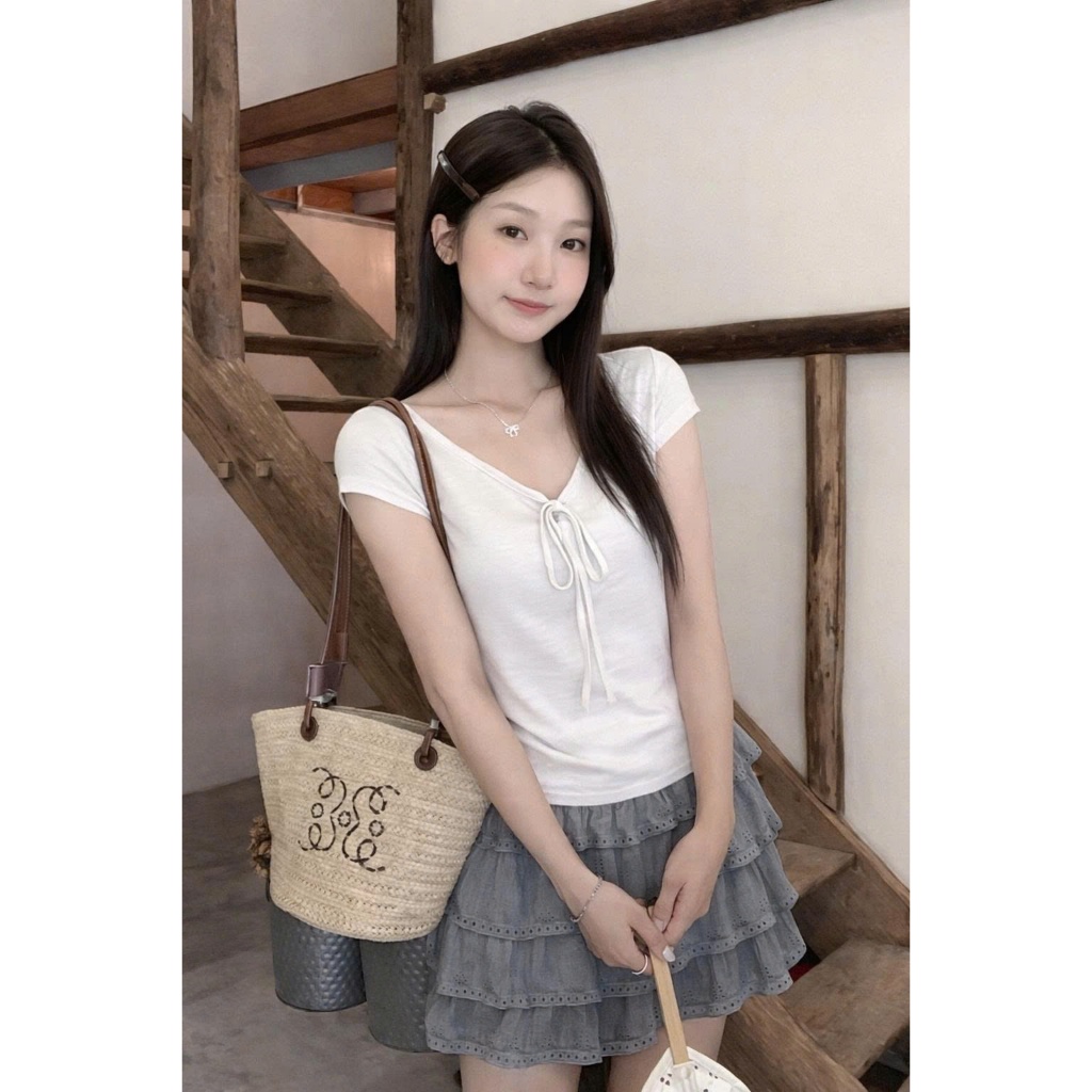 [CÓ SIZE] Áo Thun Ngắn Tay Cổ Rộng Dáng Vừa RANSHI Thoáng Mát Mặc Ở Nhà Mặc Đi Chơi Chất Cotton Mềm Mịn Co Dãn - RA356