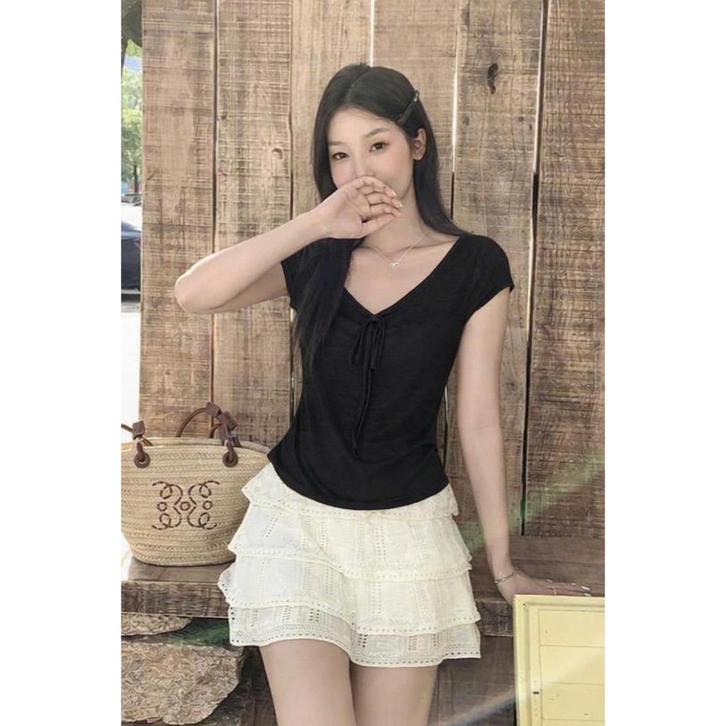 [CÓ SIZE] Áo Thun Ngắn Tay Cổ Rộng Dáng Vừa RANSHI Thoáng Mát Mặc Ở Nhà Mặc Đi Chơi Chất Cotton Mềm Mịn Co Dãn - RA356