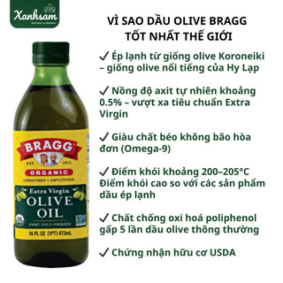 Dầu Olive Extra Virgin Bragg 473ml - Xanhsam Natural & Organic