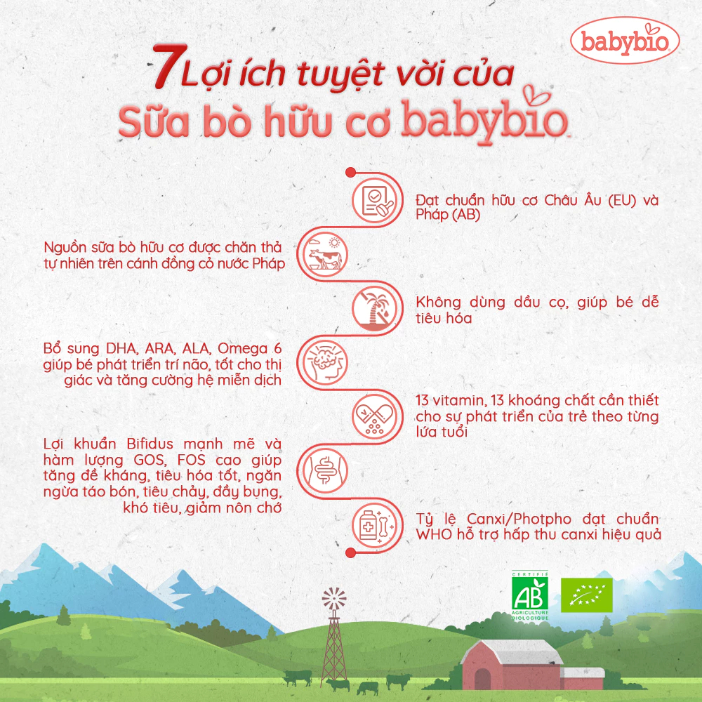 Sữa Hữu Cơ Babybio Optima 800g Số 2–3 Hỗ Trợ Tiêu Hóa & Dinh Dưỡng (6–36 Tháng) | Babymall & Care