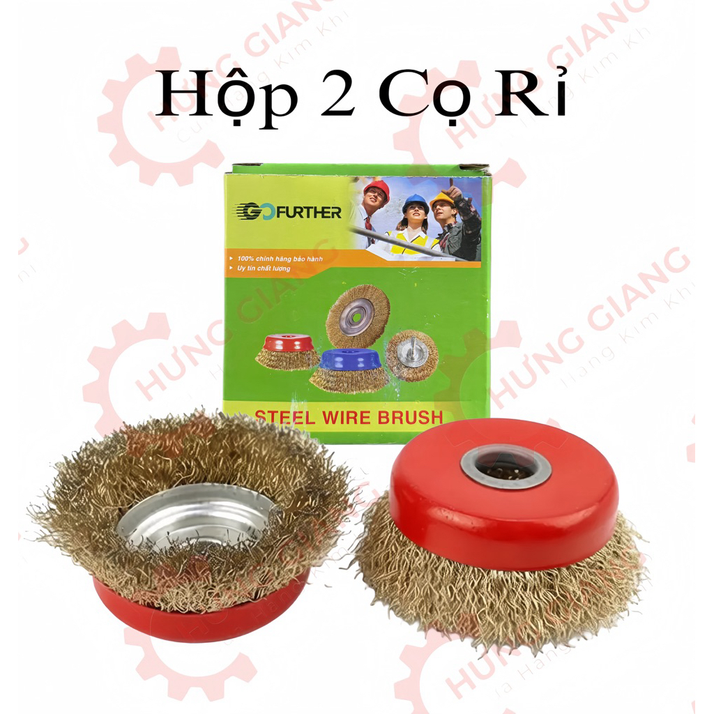 Hộp 2 Chổi Đánh Rỉ Sét, Chén Cước Dùng Cho Máy Cầm Tay Lỗ 16mm
