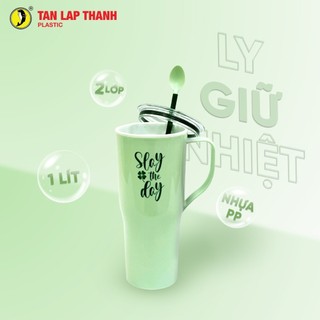 Ly giữ nhiệt có quai kèm ống hút/muỗng 1L Tân Lập Thành Sản phẩm chất lượng, nhà nhà thịnh vượng
